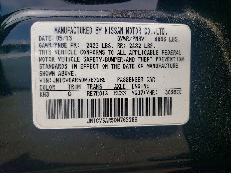 Aukcja sprzedaży 2013 Infiniti G37 Sedan, vin: JN1CV6AR5DM763289, numer aukcji: 58394576