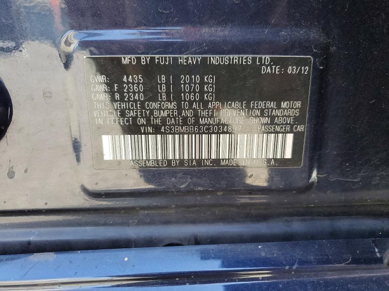 Продажа на аукционе авто 2012 Subaru Legacy, vin: 4S3BMBB63C3034897, номер лота: 57002796