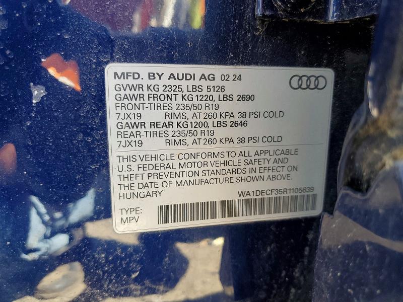 2024 Audi Q3 მანქანა იყიდება აუქციონზე, vin: WA1DECF35R1105639, აუქციონის ნომერი: 55820496