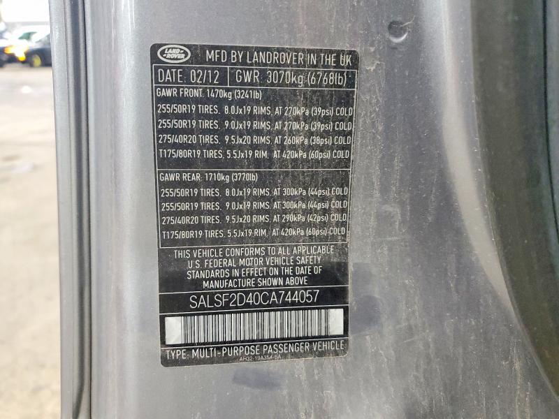 Продаж на аукціоні авто 2012 Land Rover Range Rover Sport, vin: SALSF2D40CA744057, номер лоту: 57938006