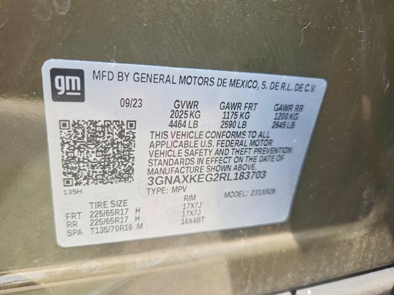 Продаж на аукціоні авто 2024 Chevrolet Equinox, vin: 3GNAXKEG2RL183703, номер лоту: 55914296
