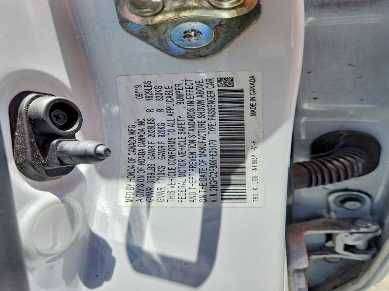 Aukcja sprzedaży 2019 Honda Civic, vin: 2HGFC2F8XKH605170, numer aukcji: 59009666