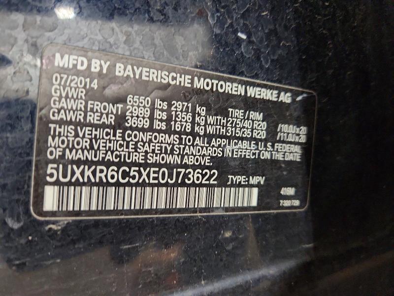 56826086 :رقم المزاد ، 5UXKR6C5XE0J73622 vin ، 2014 Bmw X5 مزاد بيع