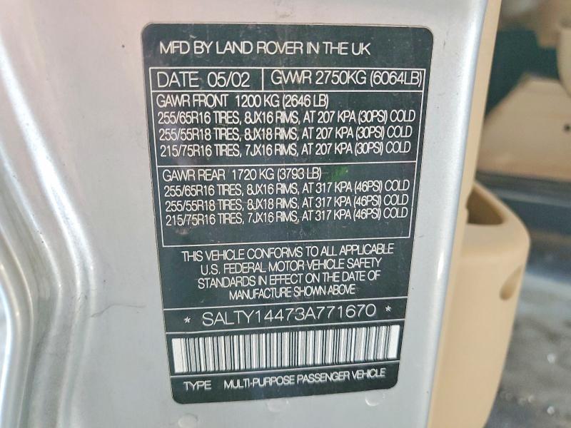 Продажа на аукционе авто 2003 Land Rover Discovery Ii, vin: SALTY14473A771670, номер лота: 55690656