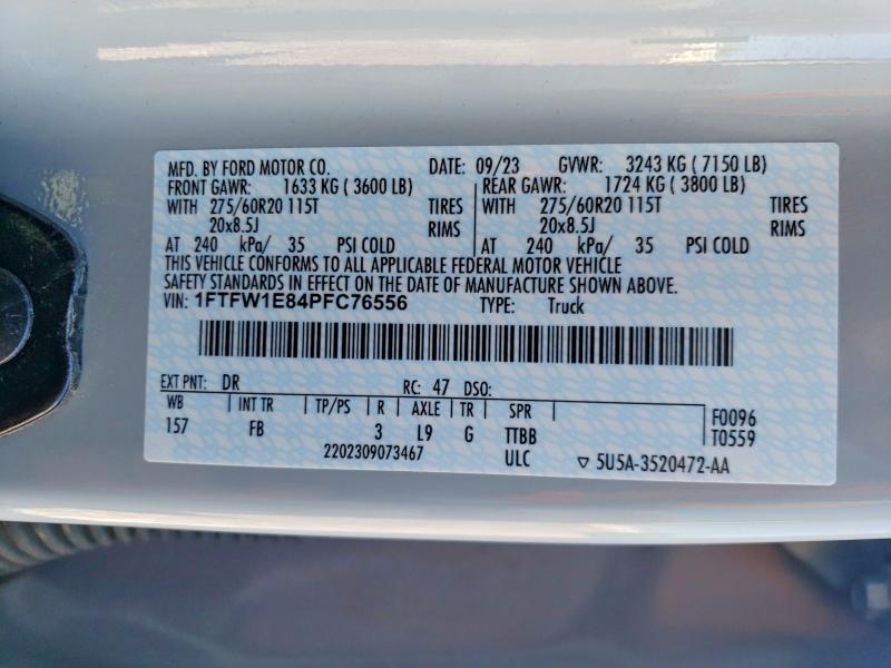 Продажа на аукционе авто 2023 Ford F150, vin: 1FTFW1E84PFC76556, номер лота: 57169626
