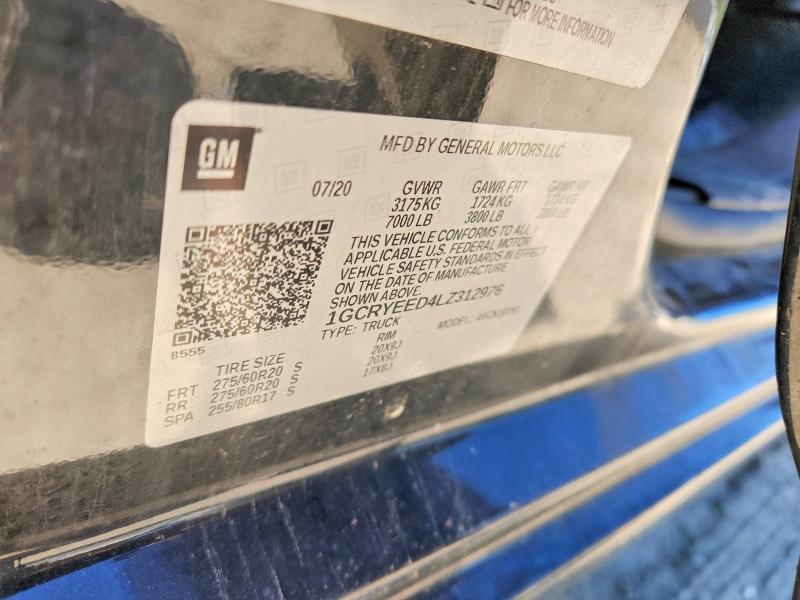 55209866 :رقم المزاد ، 1GCRYEED4LZ312976 vin ، 2020 Chevrolet Silverado مزاد بيع