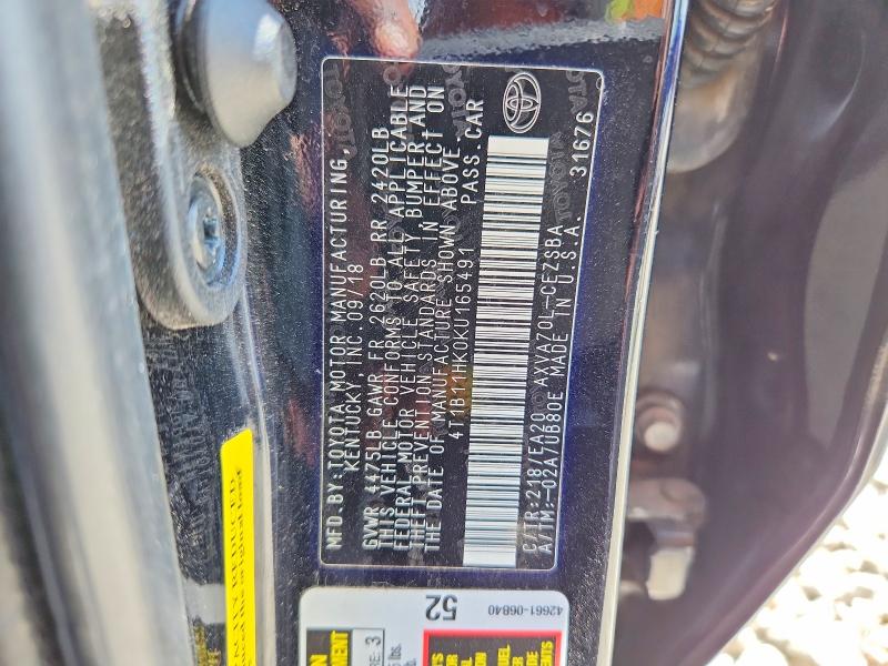 Продажа на аукционе авто 2019 Toyota Camry, vin: 4T1B11HK0KU165491, номер лота: 55380436