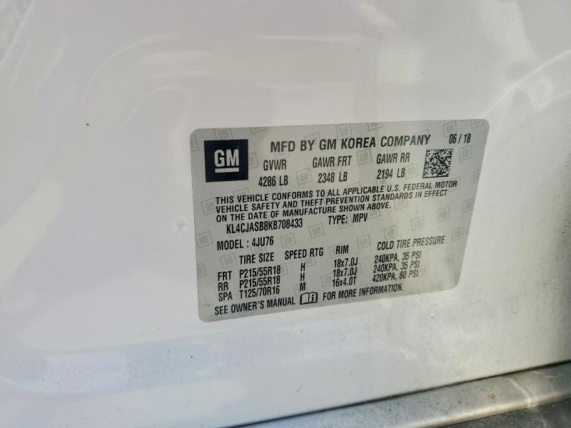 Aukcja sprzedaży 2019 Buick Encore, vin: KL4CJASB8KB708433, numer aukcji: 57064086