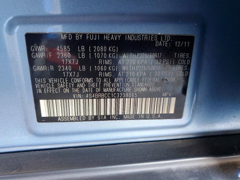 Aukcja sprzedaży 2012 Subaru Outback, vin: 4S4BRBCC1C3238065, numer aukcji: 57897496