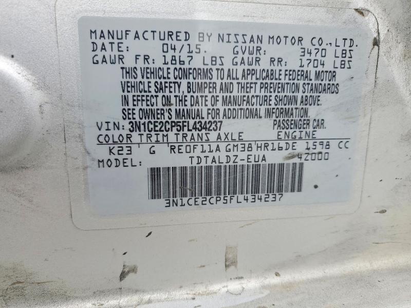 Продаж на аукціоні авто 2015 Nissan Versa Note, vin: 3N1CE2CP5FL434237, номер лоту: 58410046