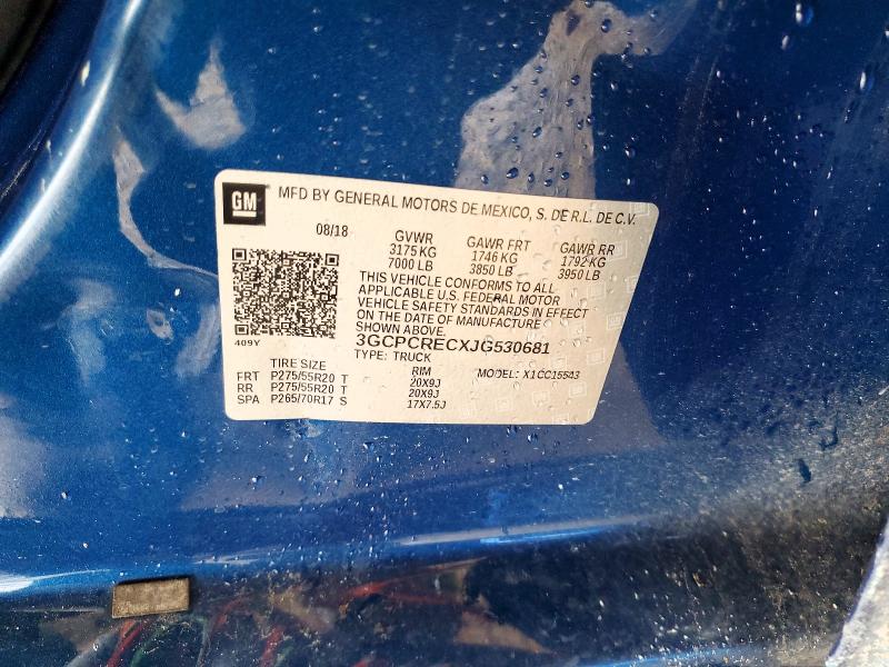 2018 Chevrolet Silverado მანქანა იყიდება აუქციონზე, vin: 3GCPCRECXJG530681, აუქციონის ნომერი: 57512836