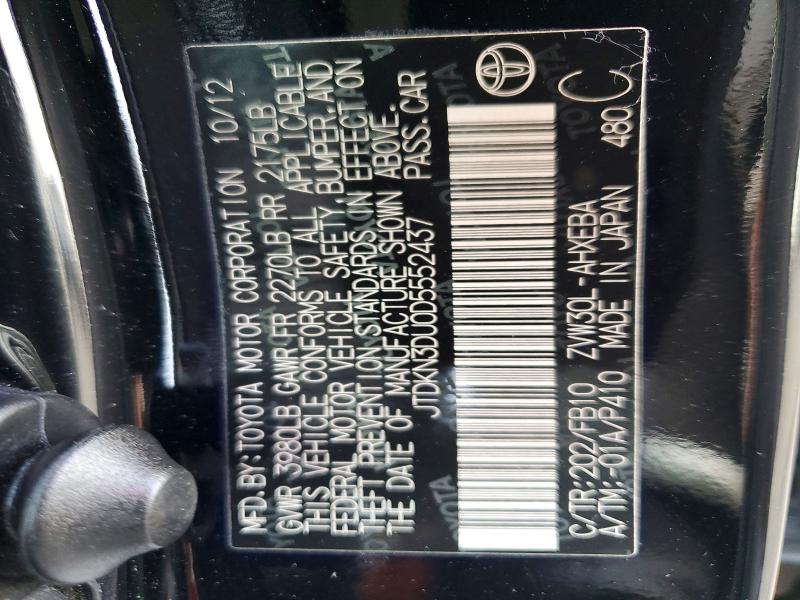Продажа на аукционе авто 2013 Toyota Prius, vin: JTDKN3DU0D5552437, номер лота: 54552466