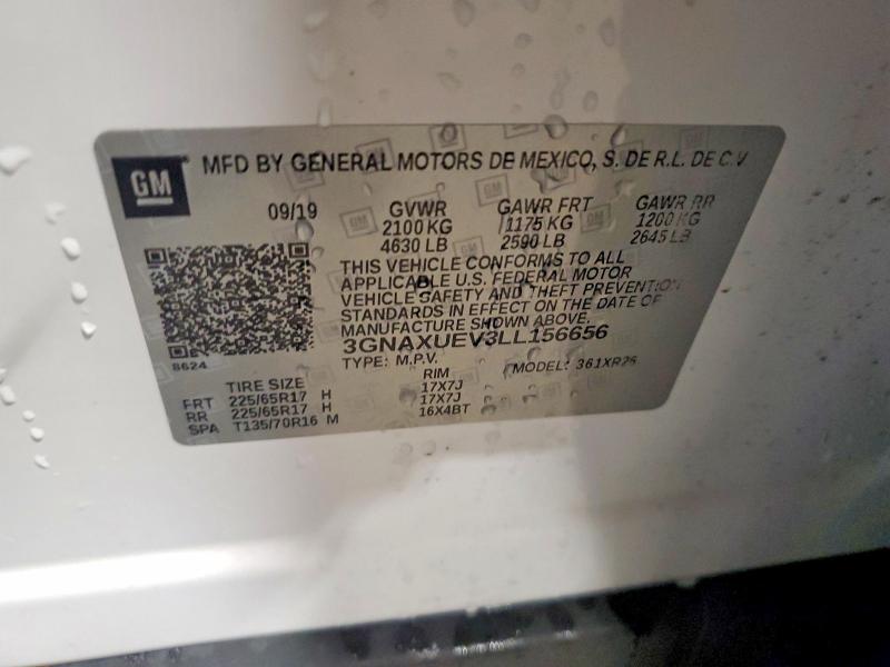 Aukcja sprzedaży 2020 Chevrolet Equinox, vin: 3GNAXUEV3LL156656, numer aukcji: 56839596