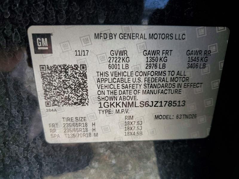 Продаж на аукціоні авто 2018 Gmc Acadia, vin: 1GKKNMLS6JZ178513, номер лоту: 56083316