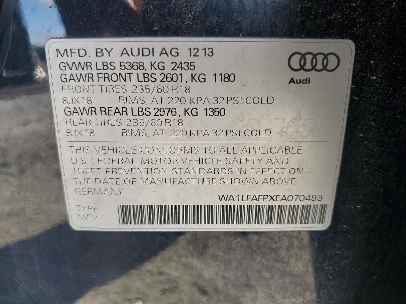 Aukcja sprzedaży 2014 Audi Q5, vin: WA1LFAFPXEA070493, numer aukcji: 58542356