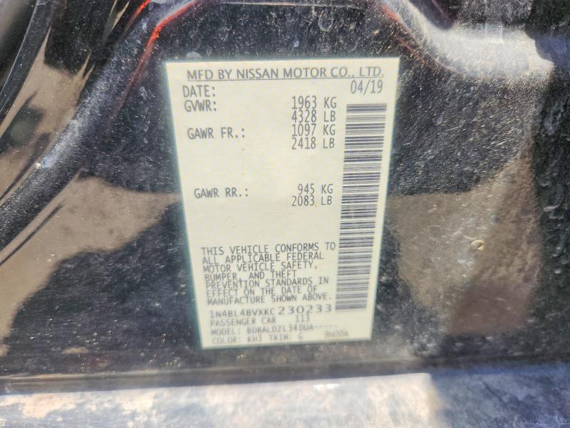 Продаж на аукціоні авто 2019 Nissan Altima, vin: 1N4BL4BVXKC230233, номер лоту: 57406116