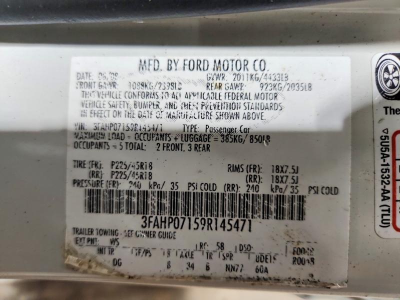 Aukcja sprzedaży 2009 Ford Fusion, vin: 3FAHP07159R145471, numer aukcji: 59110266
