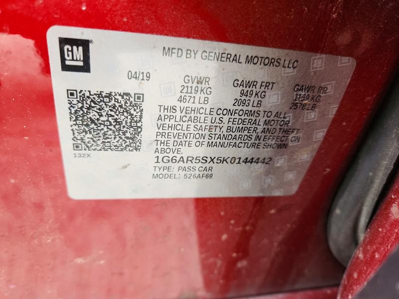 2019 Cadillac Cts მანქანა იყიდება აუქციონზე, vin: 1G6AR5SX5K0144442, აუქციონის ნომერი: 58190796