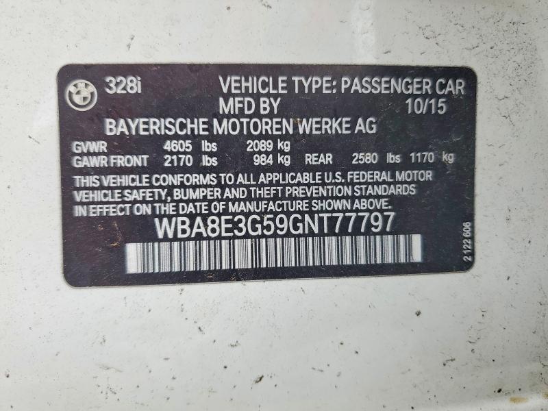 Продажа на аукционе авто 2016 Bmw 328, vin: WBA8E3G59GNT77797, номер лота: 56809136