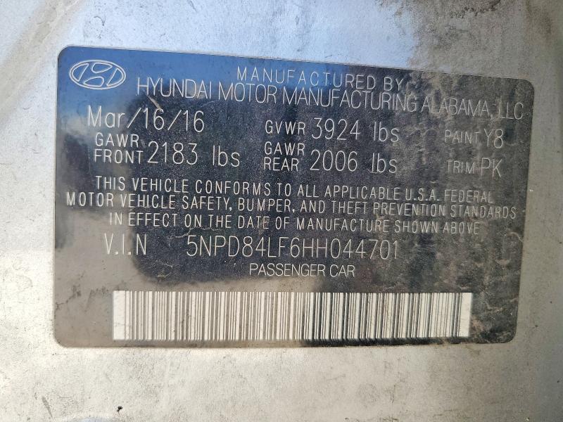 56440916 :رقم المزاد ، 5NPD84LF6HH044701 vin ، 2017 Hyundai Elantra مزاد بيع