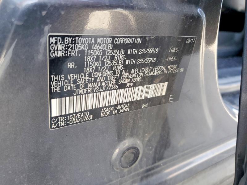 Продаж на аукціоні авто 2018 Toyota Rav4, vin: JTMDFREV2JJ177346, номер лоту: 56152486