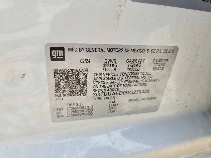 55740596 :رقم المزاد ، 3GTUUAED0RG279420 vin ، 2024 Gmc Sierra مزاد بيع