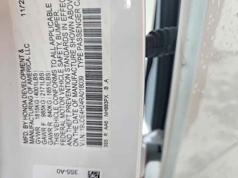 58824796 :رقم المزاد ، 19UDE4H24RA018039 vin ، 2024 Acura Integra مزاد بيع