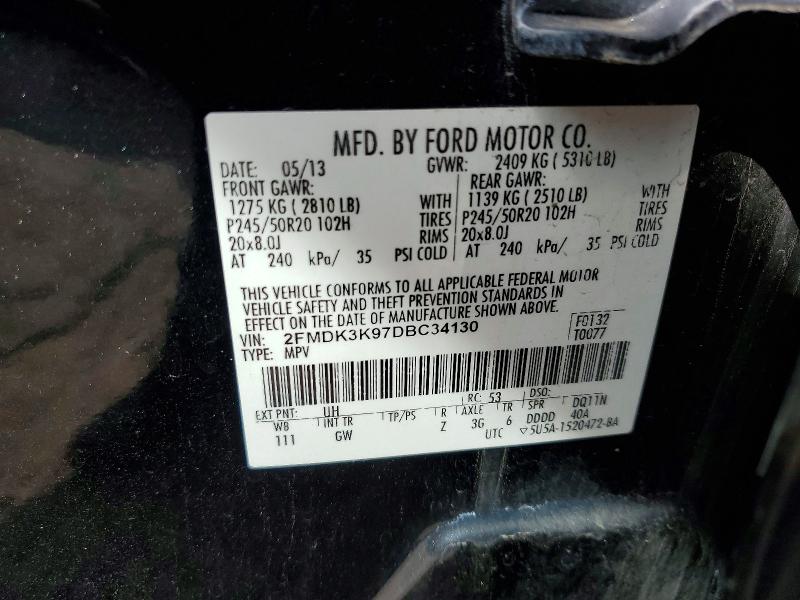 Продаж на аукціоні авто 2013 Ford Edge, vin: 2FMDK3K97DBC34130, номер лоту: 56761946
