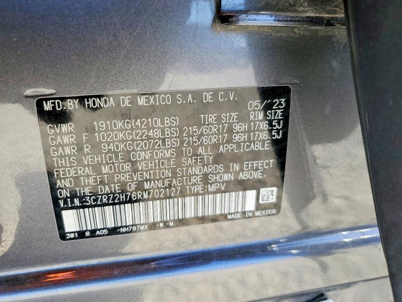 Продажа на аукционе авто 2024 Honda Hr-v, vin: 3CZRZ2H76RM702127, номер лота: 57149636