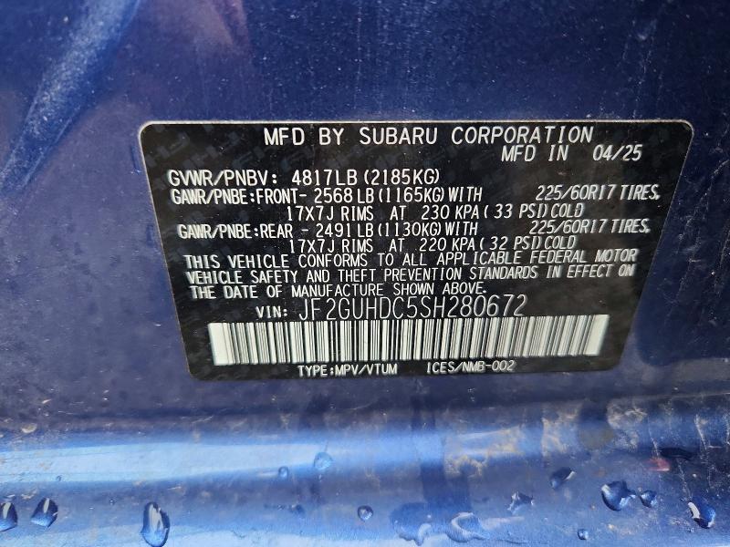 Продажа на аукционе авто 2025 Subaru Crosstrek, vin: JF2GUHDC5SH280672, номер лота: 56934136