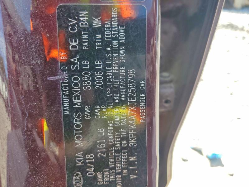 Продажа на аукционе авто 2018 Kia Forte, vin: 3KPFK4A7XJE258798, номер лота: 56228376