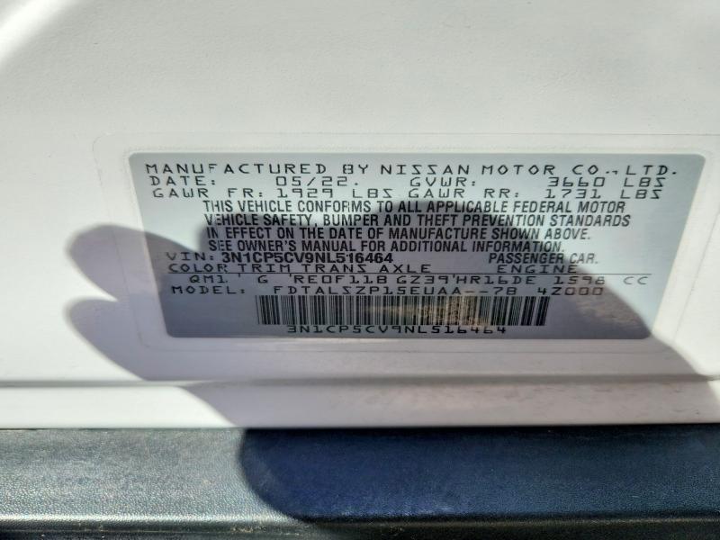 Aukcja sprzedaży 2022 Nissan Kicks, vin: 3N1CP5CV9NL516464, numer aukcji: 57965886