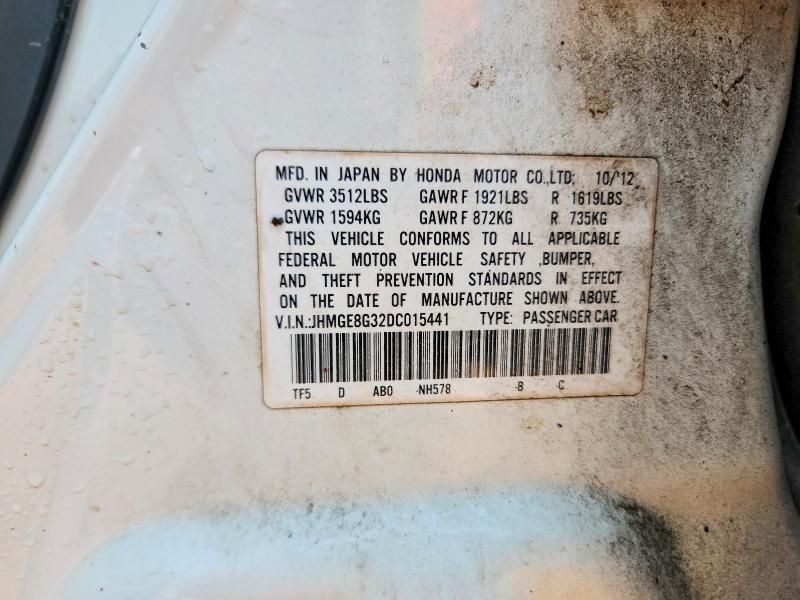 55920236 :رقم المزاد ، JHMGE8G32DC015441 vin ، 2013 Honda Fit مزاد بيع
