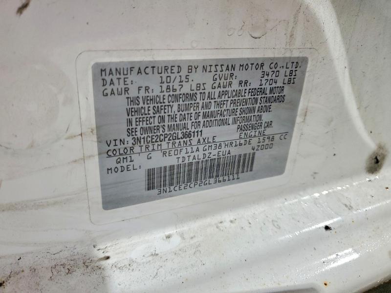 Aukcja sprzedaży 2016 Nissan Versa Note, vin: 3N1CE2CP2GL366111, numer aukcji: 58889326