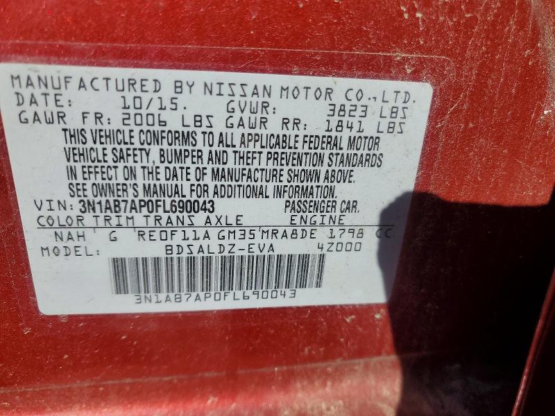 Продаж на аукціоні авто 2015 Nissan Sentra, vin: 3N1AB7AP0FL690043, номер лоту: 55460286