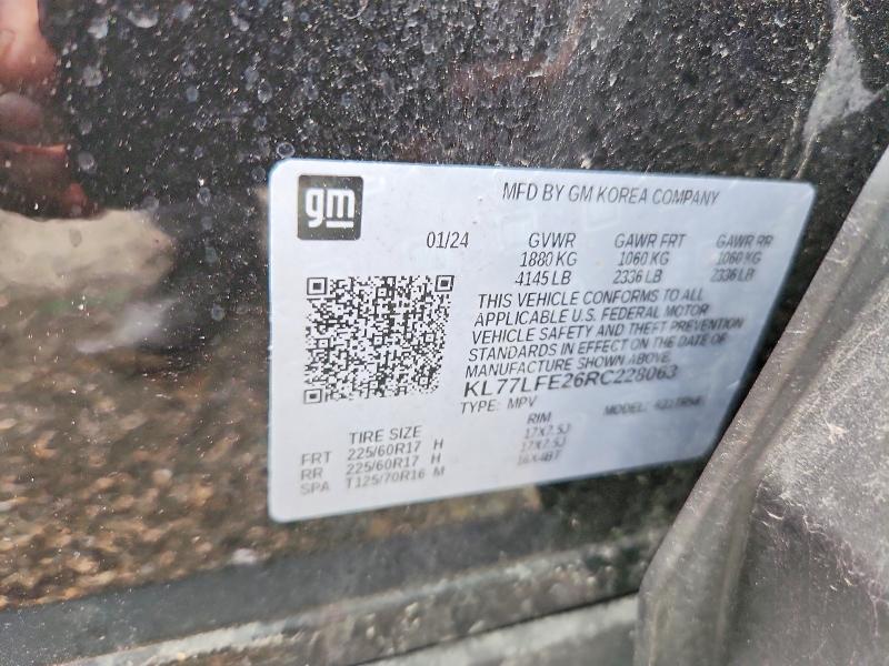 Продажа на аукционе авто 2024 Chevrolet Trax, vin: KL77LFE26RC228063, номер лота: 56791656