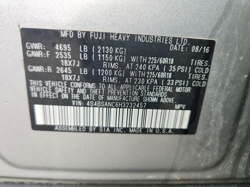 58194716 :رقم المزاد ، 4S4BSANC6H3232457 vin ، 2017 Subaru Outback مزاد بيع