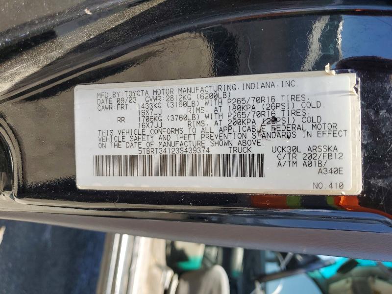 Продажа на аукционе авто 2003 Toyota Tundra, vin: 5TBRT34123S439374, номер лота: 56645286