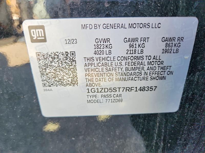 55815496 :رقم المزاد ، 1G1ZD5ST7RF148357 vin ، 2024 Chevrolet Malibu مزاد بيع