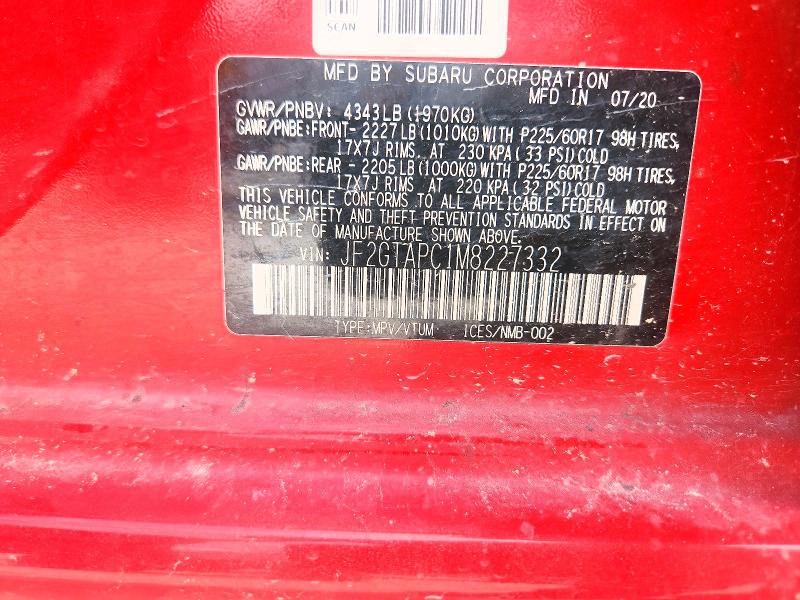 59086466 :رقم المزاد ، JF2GTAPC1M8227332 vin ، 2021 Subaru Crosstrek مزاد بيع