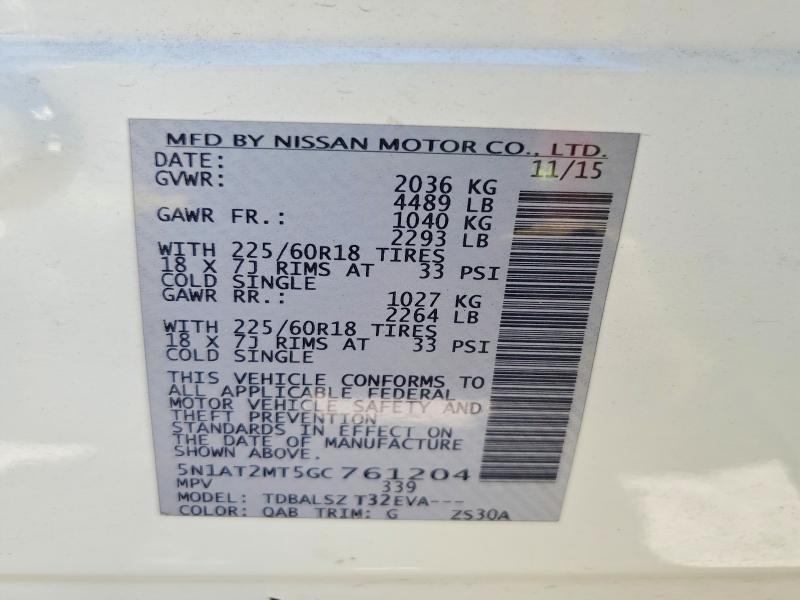 Продажа на аукционе авто 2016 Nissan Rogue, vin: 5N1AT2MT5GC761204, номер лота: 85450835