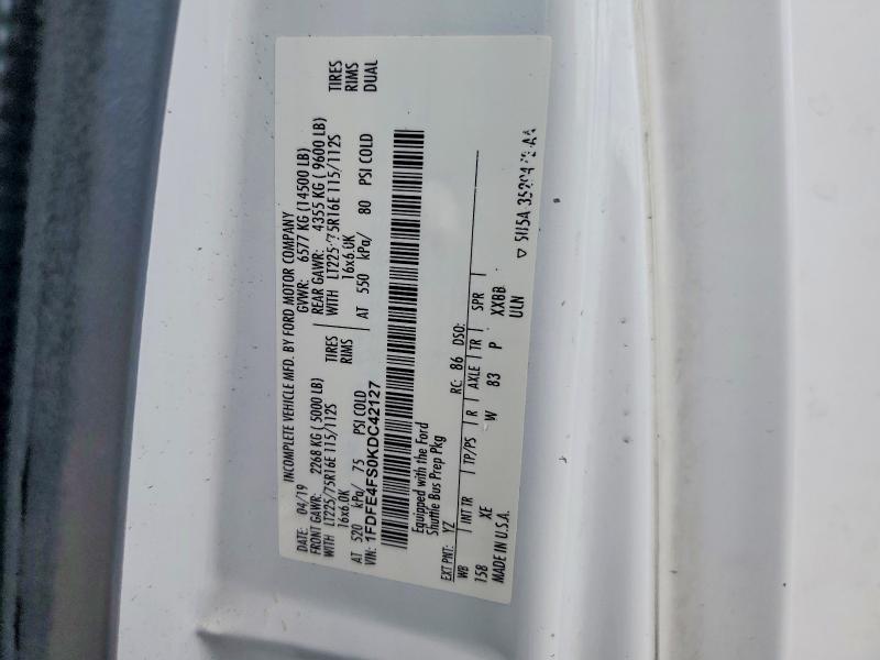 Aukcja sprzedaży 2019 Ford Econoline, vin: 1FDFE4FS0KDC42127, numer aukcji: 56951646