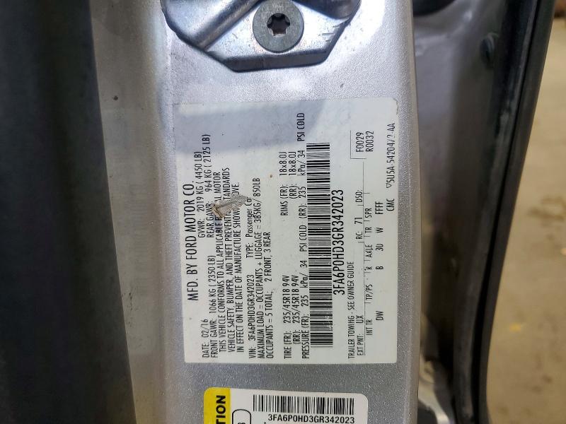Aukcja sprzedaży 2016 Ford Fusion, vin: 3FA6P0HD3GR342023, numer aukcji: 57154546