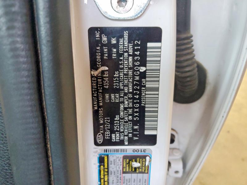 Aukcja sprzedaży 2021 Kia K5, vin: 5XXG14J27MG063412, numer aukcji: 57398156