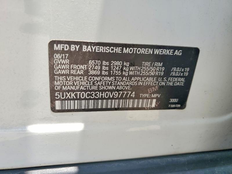 Продаж на аукціоні авто 2017 Bmw X5, vin: 5UXKT0C33H0V97774, номер лоту: 55974346