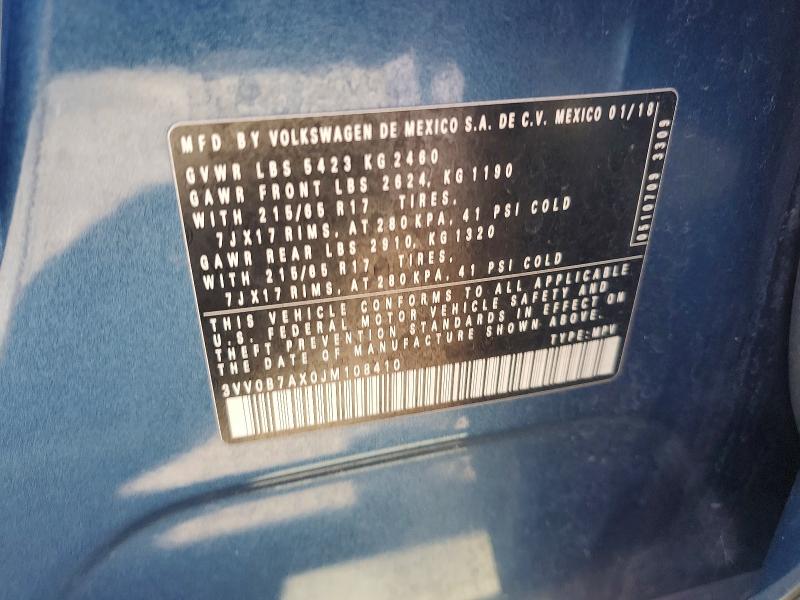 Aukcja sprzedaży 2018 Volkswagen Tiguan, vin: 3VV0B7AX0JM108410, numer aukcji: 57063506
