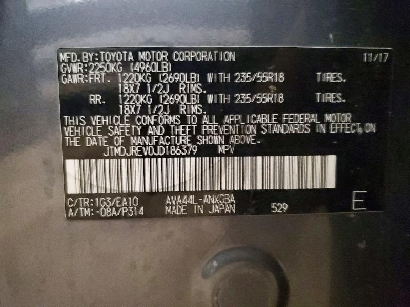 58418136 :رقم المزاد ، JTMDJREV0JD186379 vin ، 2018 Toyota Rav4 Hv مزاد بيع