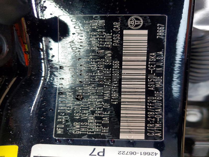 Продажа на аукционе авто 2017 Toyota Camry, vin: 4T1BF1FK4HU807966, номер лота: 57553756