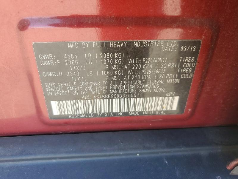 56673936 :رقم المزاد ، 4S4BRBGC0D3305511 vin ، 2013 Subaru Outback مزاد بيع