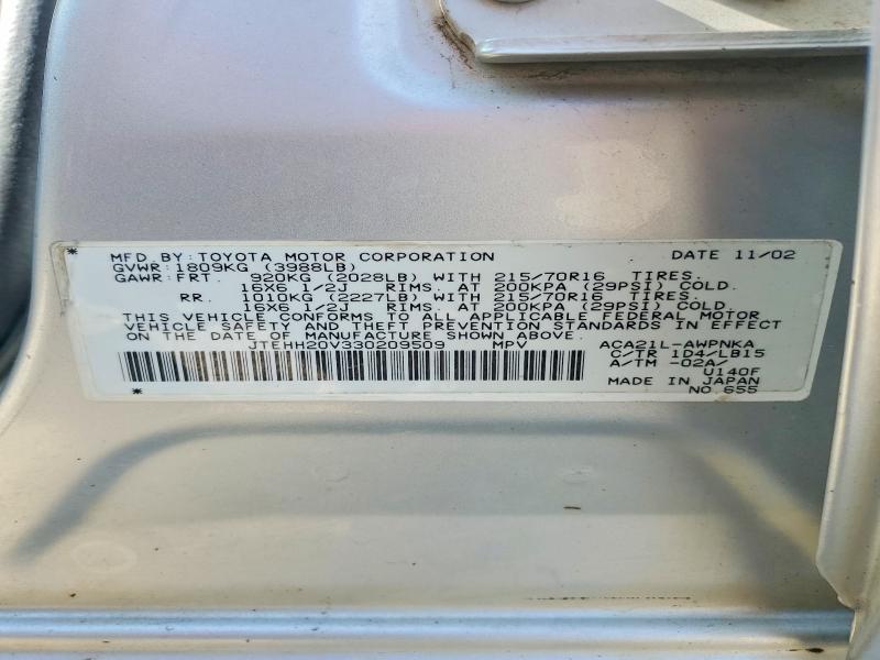 Auction sale of the 2003 Toyota Rav4, vin: JTEHH20V330209509, lot number: 57752906